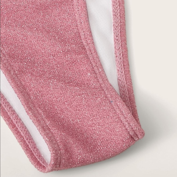 Dusty Rose Glitter Triangle Top Bikini Set 👙 - Picture 6 of 7